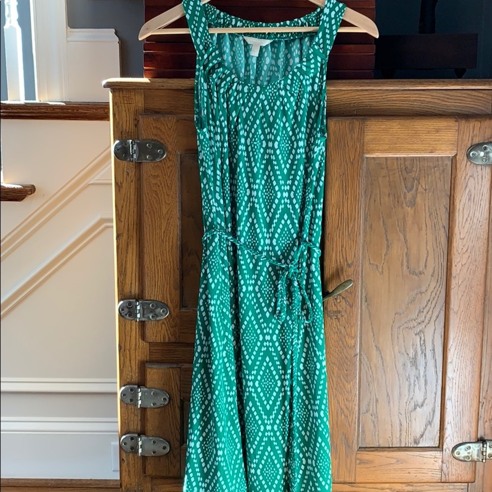 Green and white dress